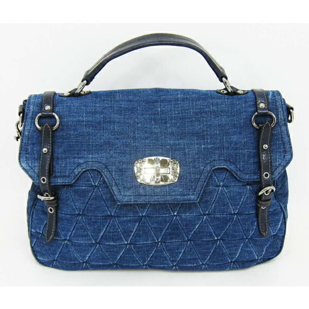 Miu Miu Denim 2way Handbag Blue - Gem